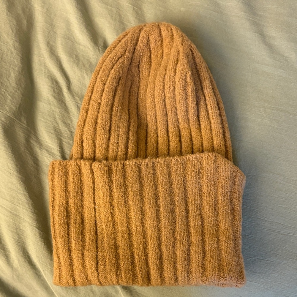 Anthropology Maeve Tan Ribbed Knit Hat
